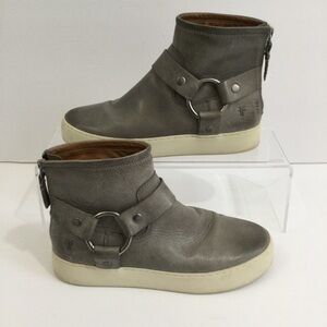 Frye Lena Harness Gray Sneaker Ankle Boots 3470276 Size 6 leather booties zipper